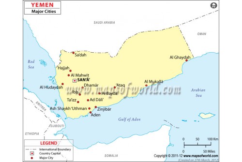 Map of Yemen with Cities
