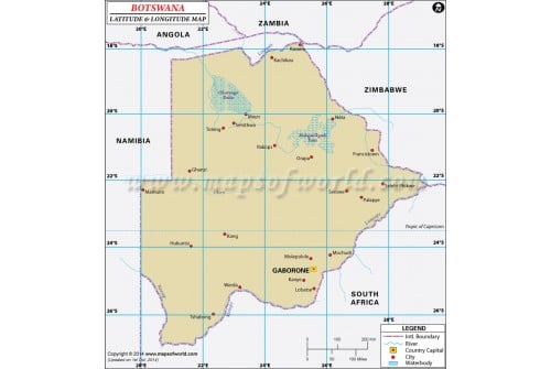 Botswana Lat Long Map