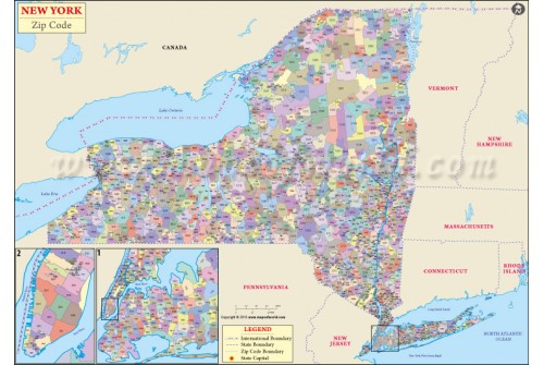 Buy Printed New York Zip Code Map