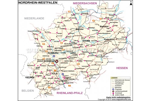 Nordrhein-Westfalen, North Rhine - Westphalia map