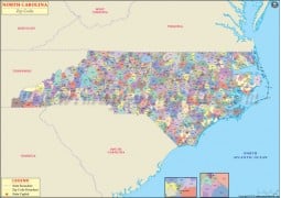 North Carolina Zip Code Map - Digital File