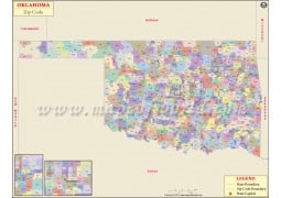 Oklahoma Zip Code Map - Digital File