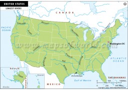 US Longest Rivers Map - Digital File