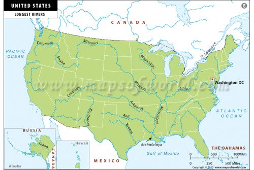 US Longest Rivers Map