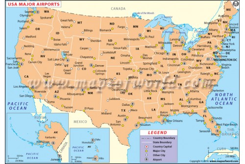 US Major Airports Map