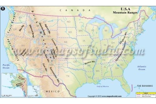 USA Mountain Ranges Map