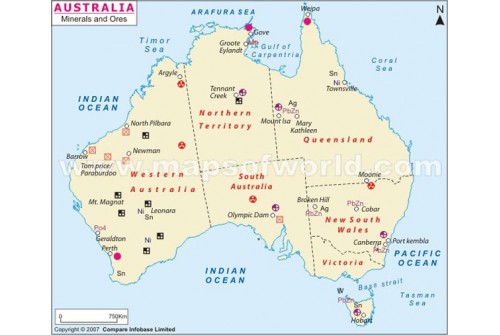 Minerals and Ores Australia Map