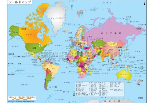 World Political Map in Japanese