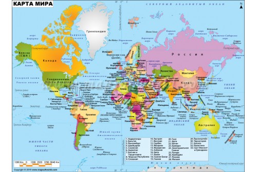World Political Map in Russian