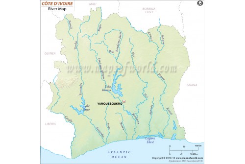 Cote d'Ivoire (Ivory Coast) River Map
