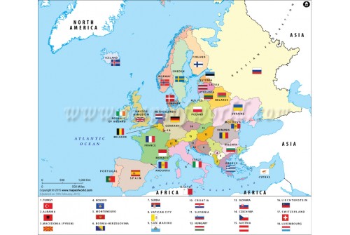 Europe Map with Flags