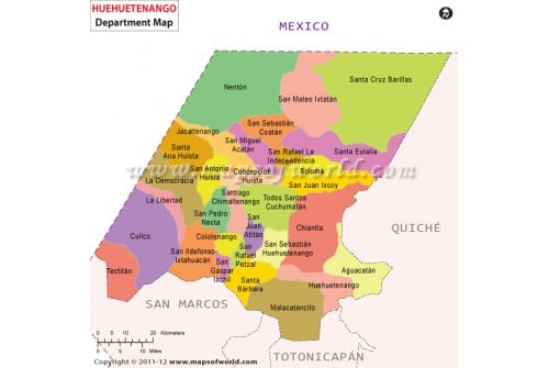 Huehuetenango Map, Guatemala