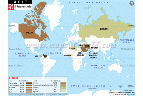Top-Ten-Länder Ölreserven