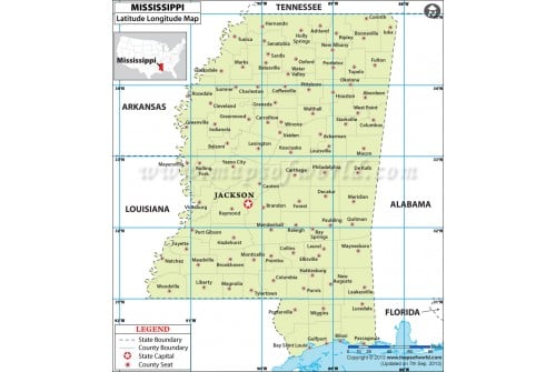 Mississippi Latitude and Longitude Map