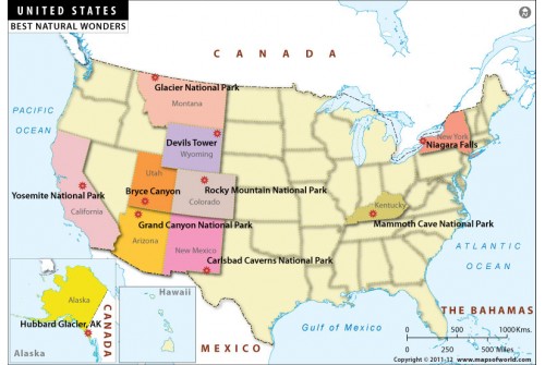 Natural Wonders of USA Map