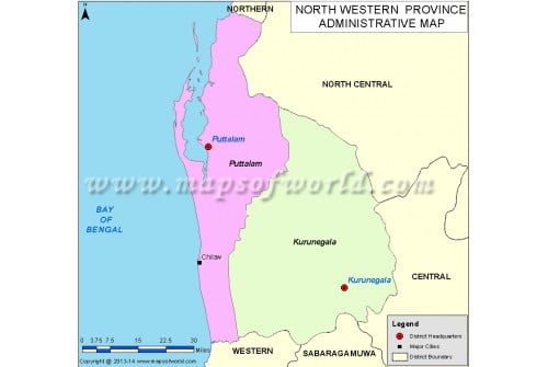 Sri Lanka North Western Province Map