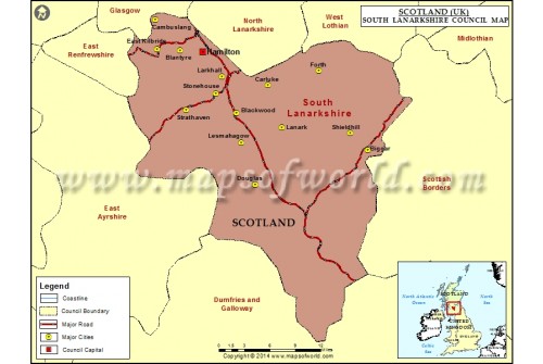 Map of South Lanarkshire Council