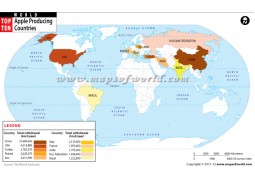 World Map Of Top Ten Apple Producing Countries - Digital File
