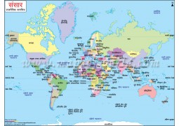 World Map in Hindi - Digital File