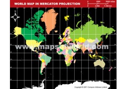 World Map in Mercator Projection (Dark Background) - Digital File