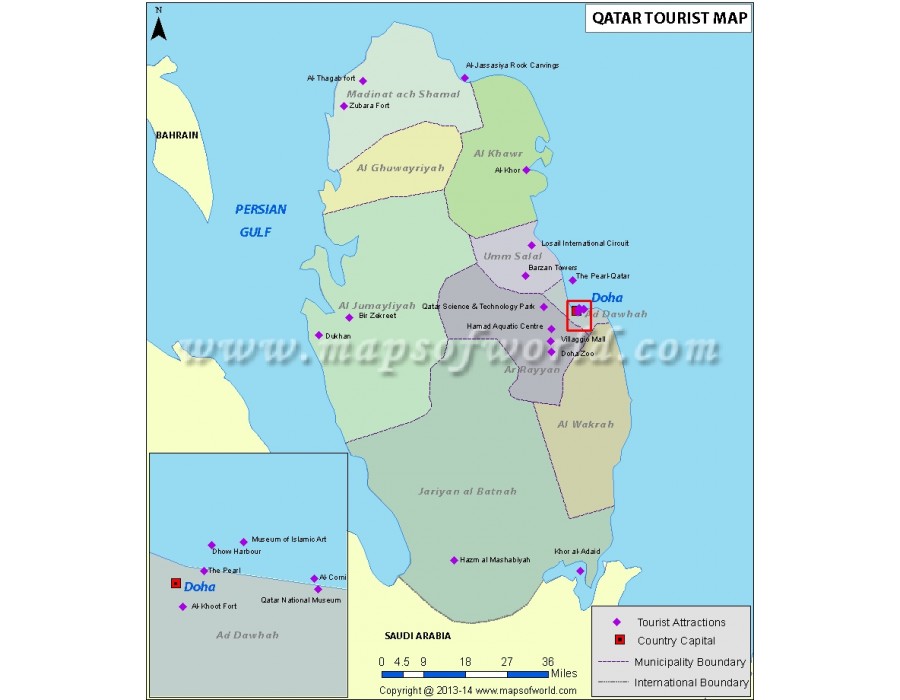 major tourist attractions in qatar map