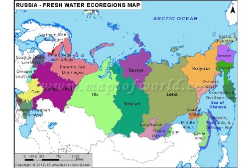 Russia Freshwater Ecoregions Map