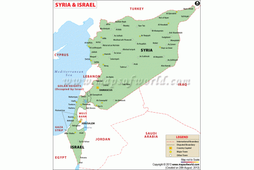 Map of Syria and Israel
