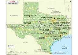Texas Map with Major Hospitals - Digital File