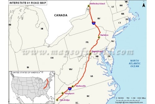 US Interstate 81 Map