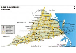 Virginia Golf Courses Map - Digital File