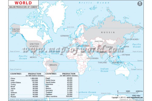 World Cement Producing Countries Map