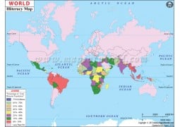 World Illiteracy Map - Digital File