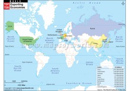 World Map of Top Ten Exporting Countries  - Digital File