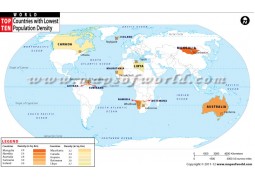 World Countries with Lowest Population Density Map - Digital File